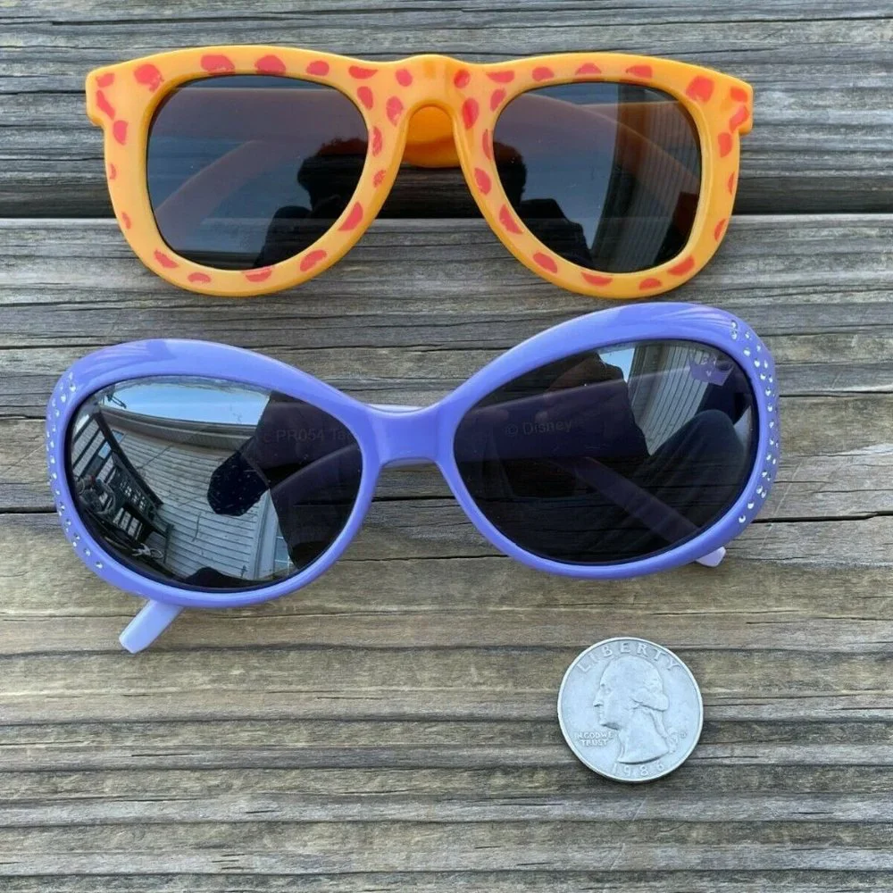 Girl Sunglasses Young Kid Eye Wear Lot of 2 Shade Yellow and Blue Sunglasses